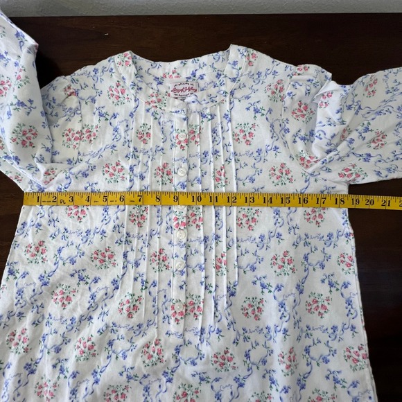 Lanz of Salzburg Nightgown Size XS Cotton White Floral Long Lounge Sleepwear PJs - Picture 12 of 13